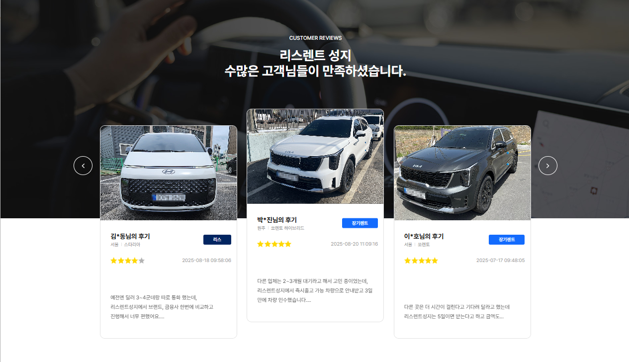 리스렌트 성지 리스와 장기렌트 비교